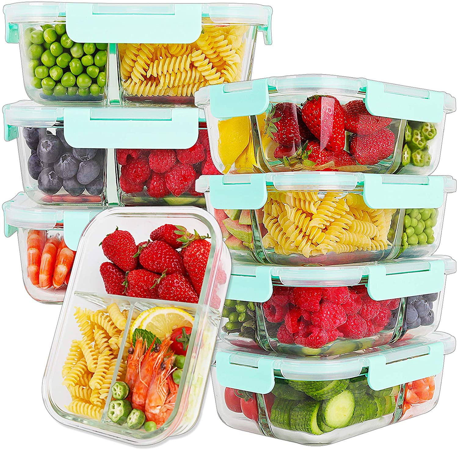 Bento Box Glass Lunch 3 Pack. Glass Meal Prep Containers 3