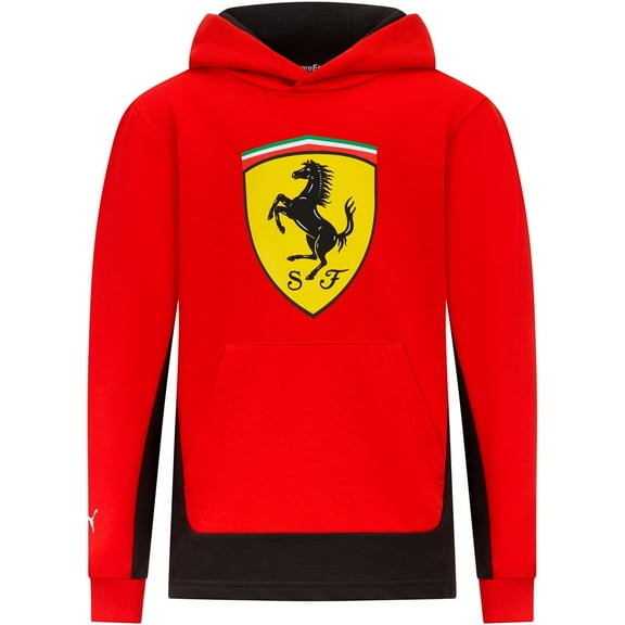 Scuderia Ferrari F1 Kids Big Shield Hoodie Sweatshirt -Red/Black