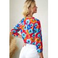 thumbnail image 3 of Redhotype Floral V-Neck Blouse: Versatile, 3/4 Sleeve, Multicolor - Shop Now!, 3 of 8