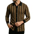 thumbnail image 3 of MiYuan Men's Textured Striped Shirts Casual Button down Long Sleeve Shirt Collared, Vintage for Daily Wear, 3 of 7
