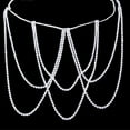 thumbnail image 2 of Bohemian Rhinestone Multi Layers Leg Thigh Chain Shiny Tennis Chain Summer Beach Bikini Body Chain Crystal Sexy Body Jewelry for Women and Girls (Silver), 2 of 5