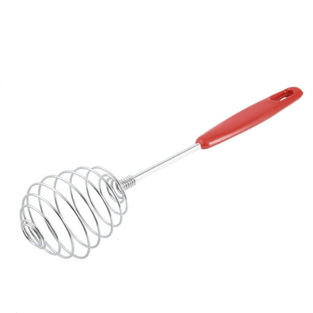 Household Stainless Steel Batter Egg Beater Whisk Silver Tone Red