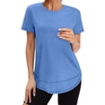 thumbnail image 3 of Ronuti Womens Workout Tops Short Sleeve Activewear T-Shirts Quick Dry Breathable Gym Running Yoga Athletic Wear, 3 of 11