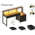 thumbnail image 3 of AODK Computer Desk with 4 Drawers, 48 Inch Reversible Desk with Led Lights & Power Outlet, Office Desk with File Drawer & Monitor Stand, Work Table for Home Office, Rustic Brown, 3 of 16