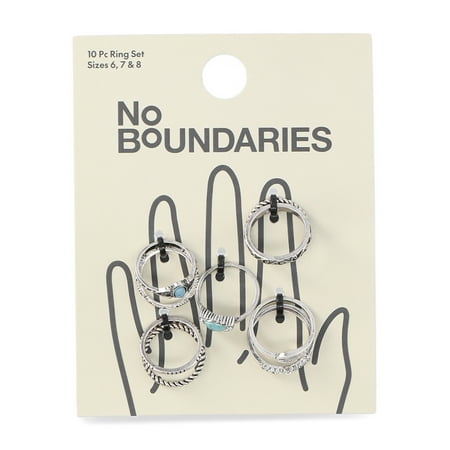 No Boundaries Faux Turquoise Ring Set, 10-Piece, Women's