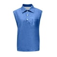 thumbnail image 2 of LISTHA Tank Tops Men V Neck Summer Sleeveless Vintage Polo Shirt Gym Workout Casual Tee with Pocket Blue L, 2 of 4