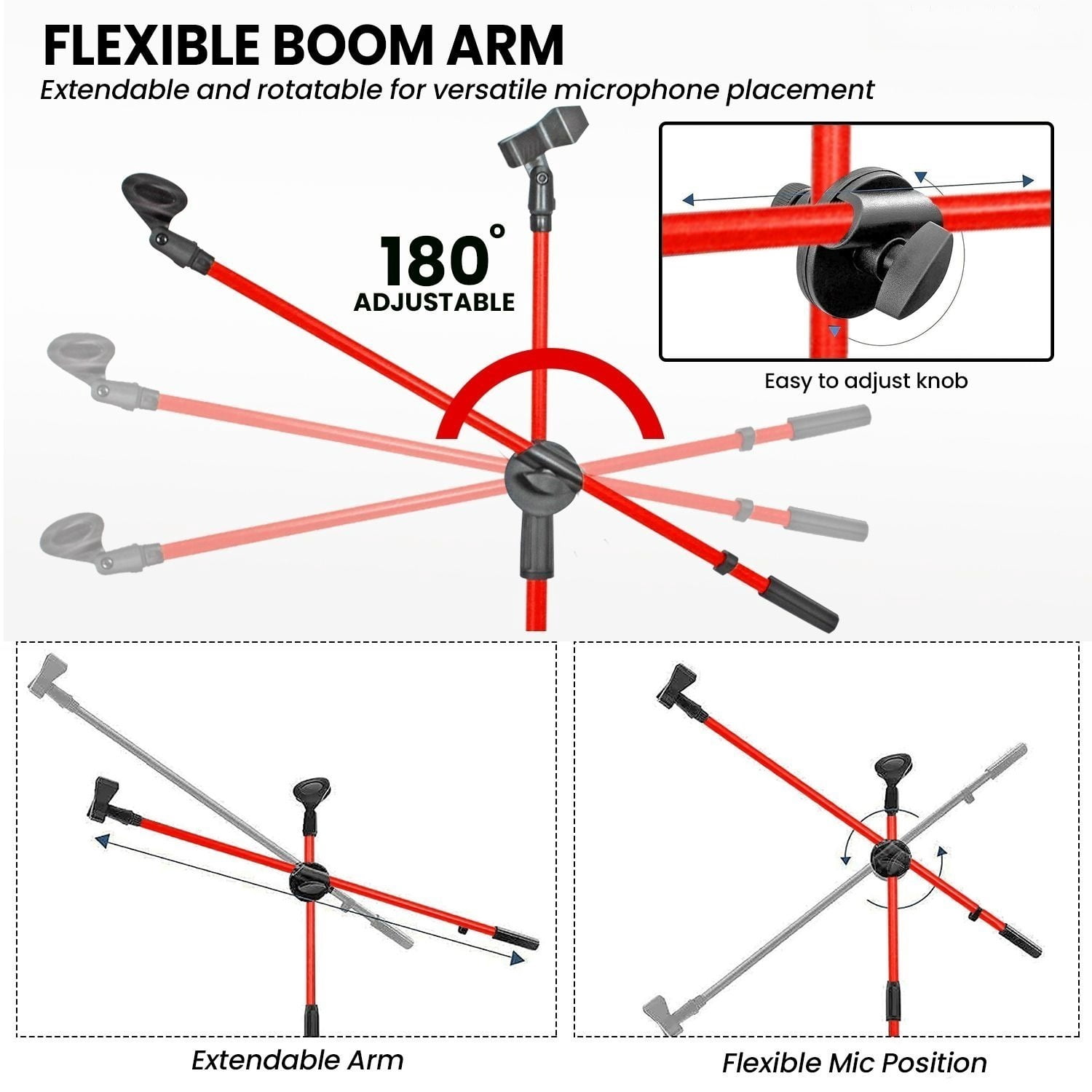 Floor-standing Microphone Stand, Universal Adjustable Tripod Microphone Arm Support, Capable of Holding 2 Microphones, with Adjustable Height. Applicable To Concerts and Recording Studios