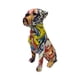 thumbnail image 5 of Estatua de perro, figura artística, pieza central, coleccionable, encantadora escultura de animal con grafiti Rojo, 5 of 9