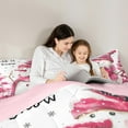 thumbnail image 5 of Manfei Kawaii Xmas Snowman Queen Comforter Set,Happy New Year Bedding Sets,Pink Splash Ink Bedding Comforter Set For Teens,Ultra Soft Home Decor Reversible,3-Piece, 5 of 8