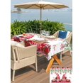 thumbnail image 4 of Outdoor Tablecloth with Umbrella Hole and Zipper, Red Gnomes Rectangle Table Cloth 52x70 Inch Waterproof Tablecloth, Valentine's Day Love Roses Leaves White Picnic Table Cover for Patio Camping, 4 of 7