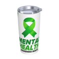 thumbnail image 2 of En mayo usamos verde Mes de concientización sobre la salud mental Taza de viaje de café de acero inoxidable con aislamiento de 20 oz con pajita Taza térmica portátil Juego de tres piezas con pajita, 2 of 7