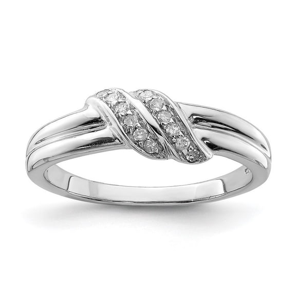 925 Sterling Silver Polished Rhodium Plated Diamond Ring Size 8 Measures 2mm Wide - Ring for Women