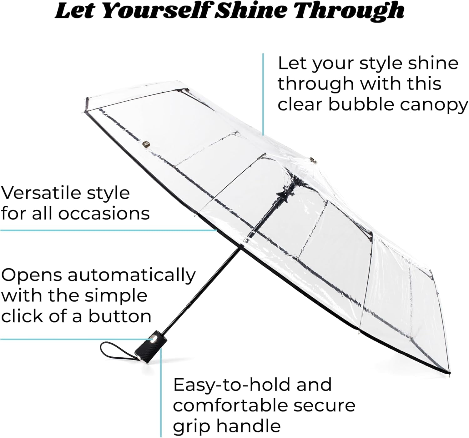 totes Adult Automatic Rain Umbrellas, Clear