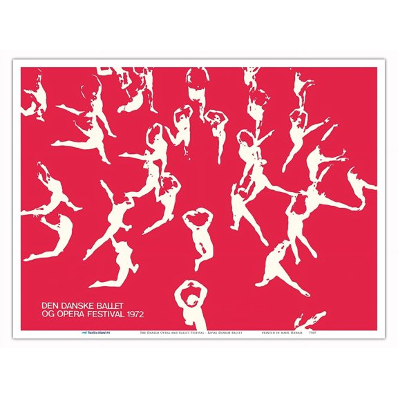The Danish Opera and Ballet Festival - Royal Danish Ballet (Den Danske Ballet) - Vintage Dance Poster by John Johnsen c.1972 - Master Art Print (Unframed) 9in x 12in