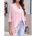 thumbnail image 6 of Women'S Open Front Cardigan 3/4 Sleeve Draped Soft Knit Sweaters Pink XXL, 6 of 7