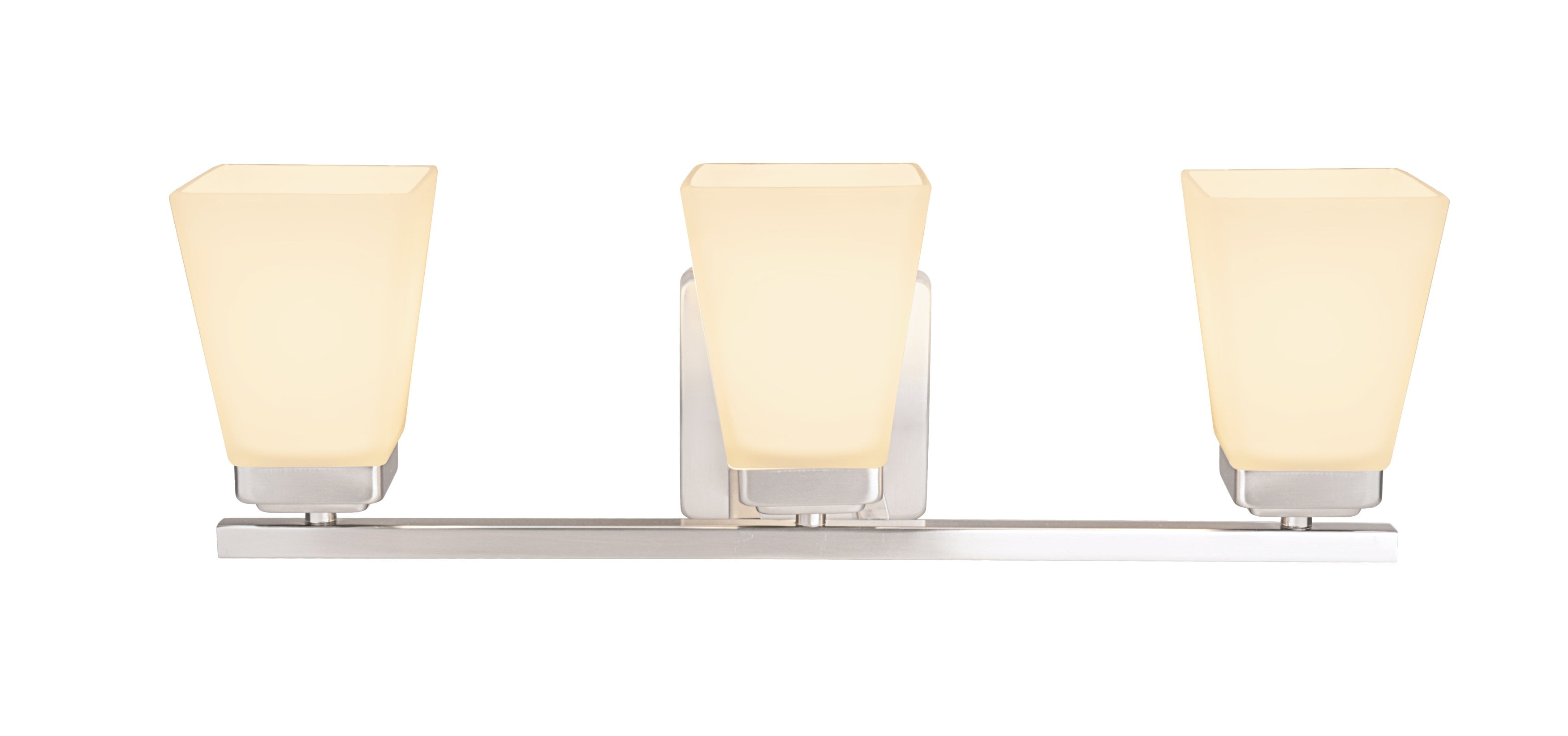 Aspen Creative 62208, Three-Light Metal Bathroom Vanity Wall Light Fixture, 21-1/8" Wide, Transitional Design in Satin Nickel