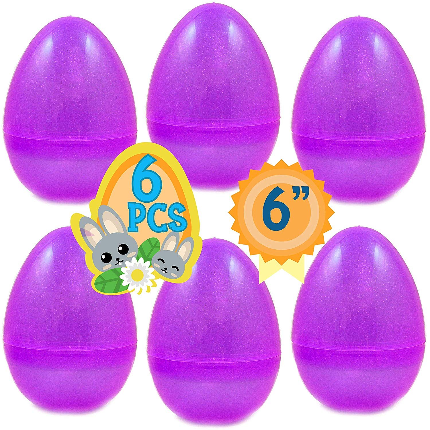 PLAYOLY 6 Jumbo Purple Fillable Plastic Easter Egg Hunt Party Supply