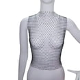 thumbnail image 4 of Crop Tops de malla Clubwear Outfits Camisole Bikini Tank Top para Cosplay Festival cuello redondo negro Salvador Dali Top corto de malla, 4 of 7