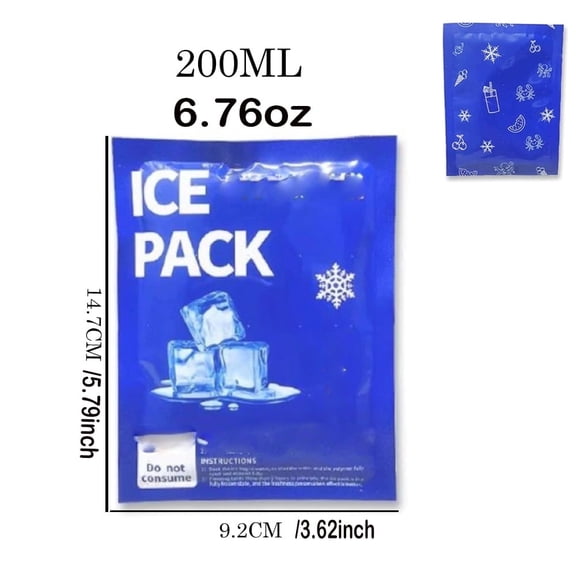Vanel 100 Count Disposable Gel Ice Packs, 6.76 fl oz Single‑Use Cold Packs for Food Shipping, Coolers & First Aid