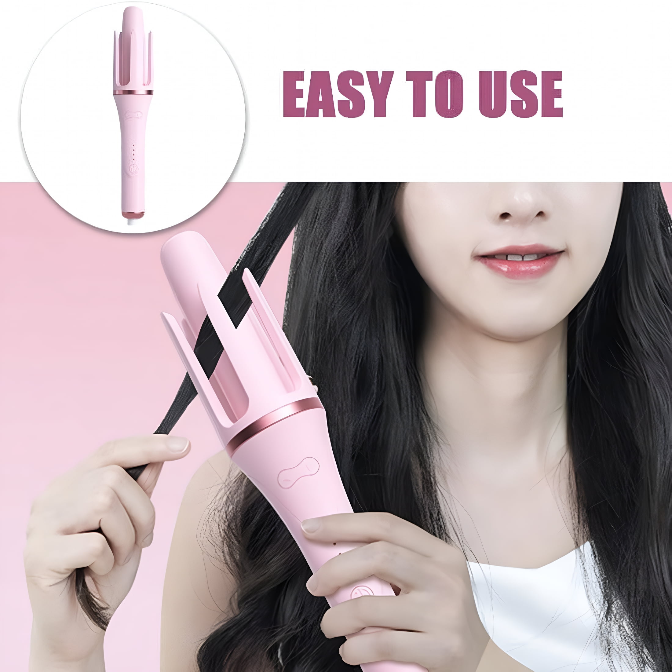 EXLEAF Automatic Curling Iron 2Inch with 4 Adjustable Temps, Ceramic Hairdressing Tools, White