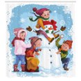 thumbnail image 3 of Ambesonne Snowman Shower Curtain, Playing in Snow, 69"Wx70"L, Multicolor, 3 of 3