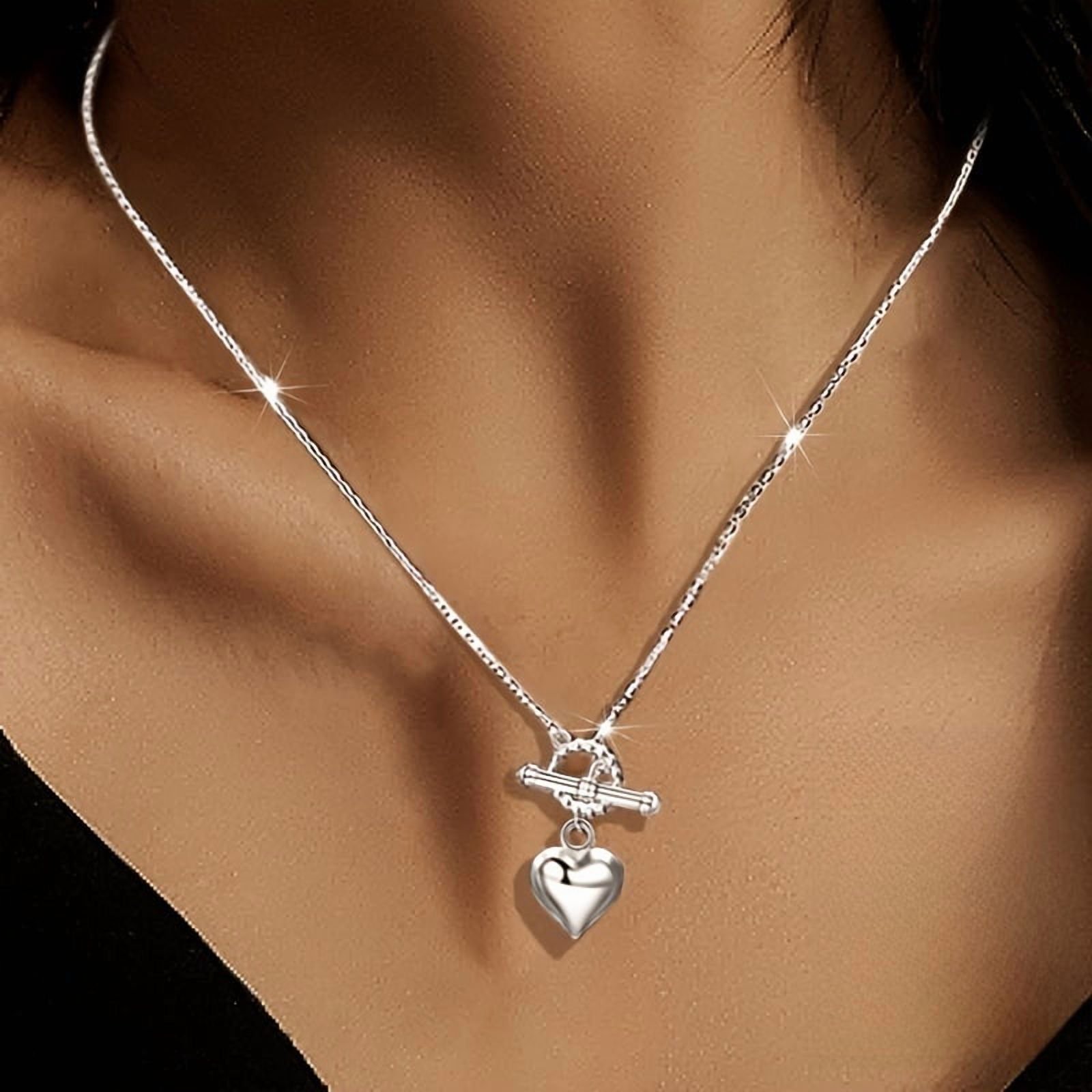 APIPEE 925 Sterling Silver Heart Pendant Necklace for Women - Low Allergy, Durable & Versatile, Perfect Gift for Christmas or Everyday Wear, Everyday Jewelry|Elegant Pendant Necklace