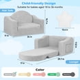thumbnail image 7 of babyeap Kids Couch,2-in-1 Soft Toddler Couch Fold Out,Convertible Sofa to Lounger,Gifts for Kids Girl Boys,Light Gray, 7 of 7