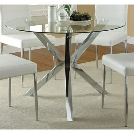 Coaster Vance Contemporary Glass Top Round Dining Table in (Best Small Dining Tables)