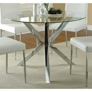 Coaster Company Vance Contemporary Glass Top Round Dining Table in Chrome