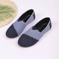 thumbnail image 4 of HTHLVMD Striped Canvas Shoes, Casual Flat Walking Shoes, Women's Daily Footwear, Comfortable Loafer Shoes, Women's Striped Canvas Slip On Loafers Casual Comfortable Flat Walking Shoes, Blue 9, 4 of 8