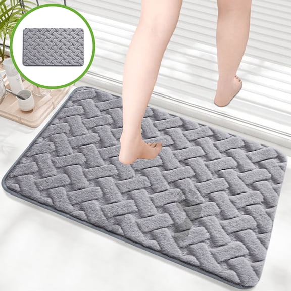 Bathroom Rug, Shower Mat with Memory Foam and Non Slip Backing, Super Soft Absorbent Microfiber Bath Mat, Quick Dry Skid Proof Floor Mat for Bathroom Kitchen, Machine Washable Comfort