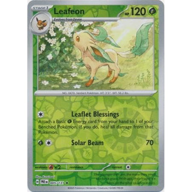 Carta coleccionable Pokémon Leafeon 005/131 Prismatic Evolutions