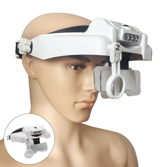 Lupa para la cabeza, lupa para la cabeza con 5 lentes, lámpara LED para extensión de pestañas, , joyero, lectura, licencia de circuito Yinane Lupa principal