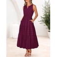 thumbnail image 2 of MEROKEETY Women's 2026 Summer Boho V Neck Tiered Maxi Dress With Pockets Casual Vacation Wear, Wine, XS, 2 of 4
