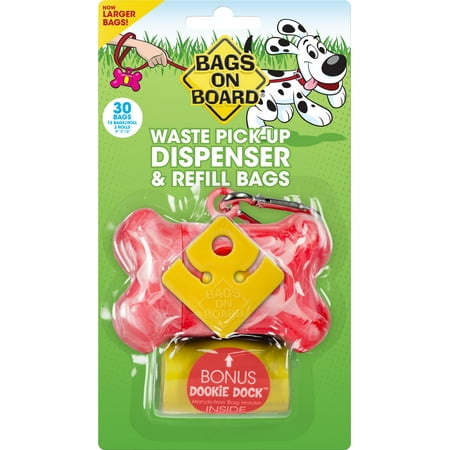 Bags on Board Dog Waste Bag Bone Dispenser with 30 Refill Bags