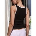 thumbnail image 5 of Womens Summer Square Neck Ribbed Slim Fitted Spaghetti Strap Tank Tops Black S, 5 of 9
