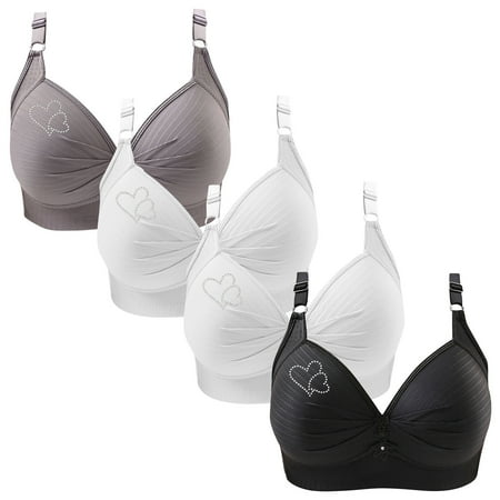 Lisbinx Bras for Women Full Coverage 4PC Woman s Printing Gathered Together Large Size Daily Bra Underwear No Rims Deals of the Day Clearance