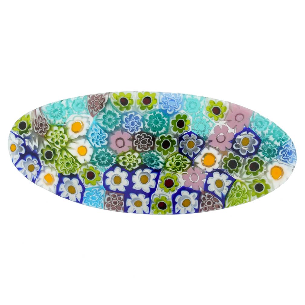 GlassOfVenice Murano Glass Millefiori Oval Hair Clip - Pastels