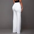 thumbnail image 4 of Tuphregyow Women's Fashion Slim Flare Pants Clearance Breathable Solid Trendy New Style Classic Elegant Elastic Straight Leg Pants Mid Waist Button with Pockets Pants Outdoor White M, 4 of 7