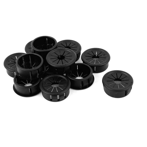 Unique Bargains 25mm Dia Snap-In Webbed Plastic Cable Bushing Grommet Black 12pcs