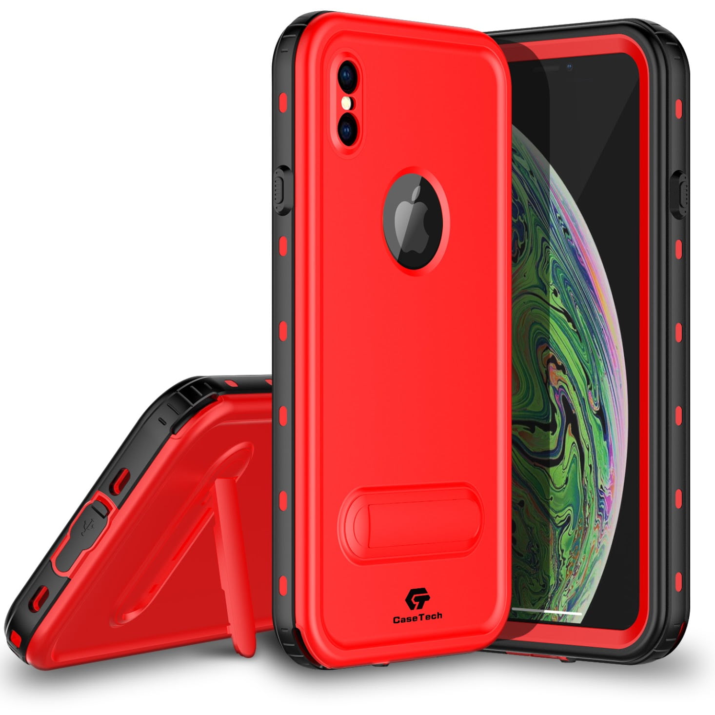 iPhone Xs Max Waterproof Case, CaseTech DOT Series, Shockproof Underwater IP68 Certified Case