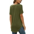 thumbnail image 7 of Cindysus Ladies Tops Short Sleeve Tee V Neck T Shirt Summer Pullover Basic T-shirt Army Green XXL, 7 of 7