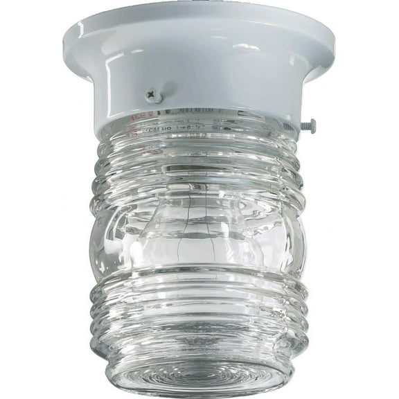 3009-3-6 Quorum Lighting 1 Light Jelly Jar Flush Mount in style - 5 inches wide by 6.25 inches high-White Finish