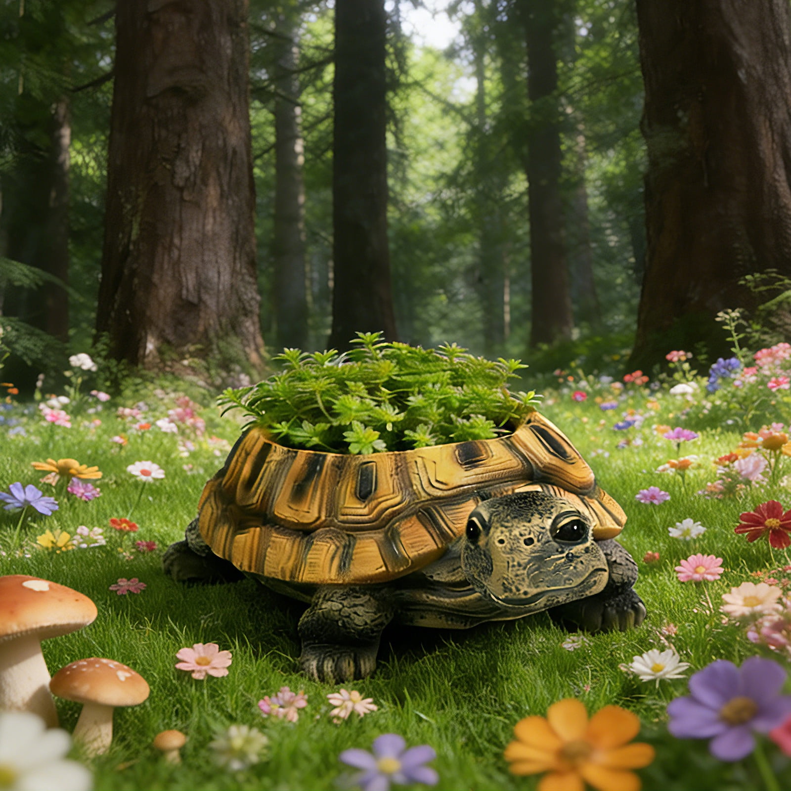 Turtle Planter Resin, Outdoor Garden Decor Tortoise Statue Pot for Succulents, Animal Shaped Small Flower Pot Handmade Finish Yard Patio Decor