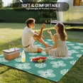 thumbnail image 4 of Teal Green Floral Outdoor Rug 6x9 Ft - Reversible Patio Rug Outdoor Camping Rugs, Spring Flowers Modern Abstract Art Farmhouse Indoor Outdoor Area Rugs, Non-Slip Outdoor Carpet Runner for Deck/Porch, 4 of 8