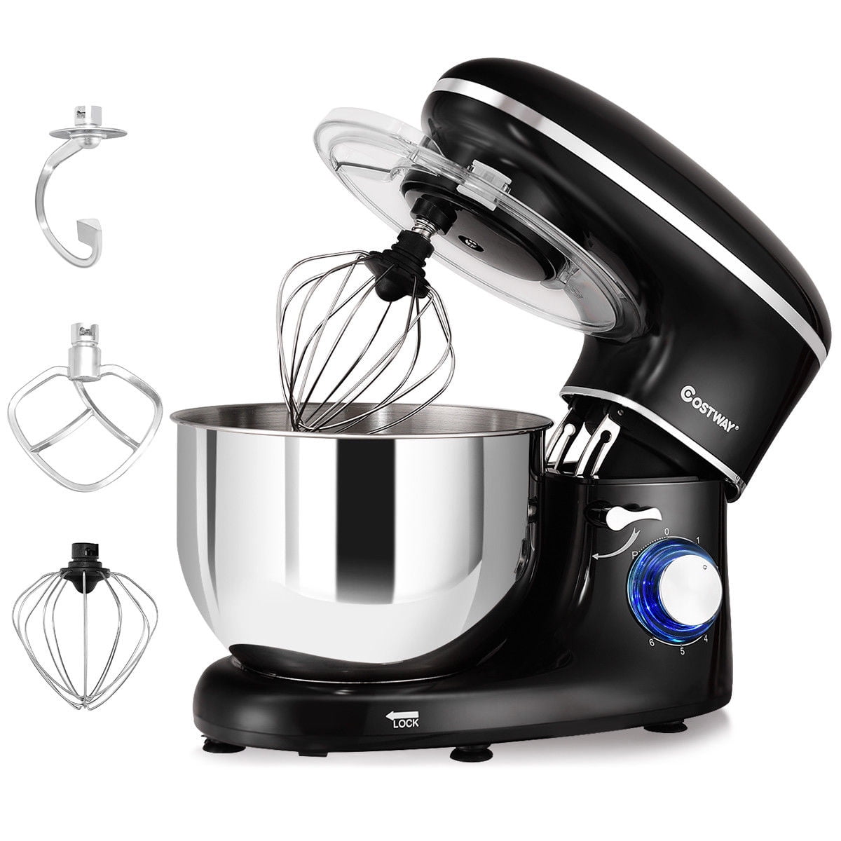 Costway Electric Food Stand Mixer 6 Speed 6.3Qt 660W TiltHead