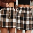 thumbnail image 6 of Roncen Women's Plaid Mini Skirt Pencil Above Knee Length High Elastic Waist Bodycon Zipper Vintage Short Skirts for Women, 6 of 8
