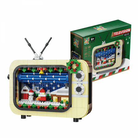 Christmas TV Building Block Set with 820Pieces Mini Building Blocks DIY Stocking Stuffers for Kids Christmas Birthday Gifts