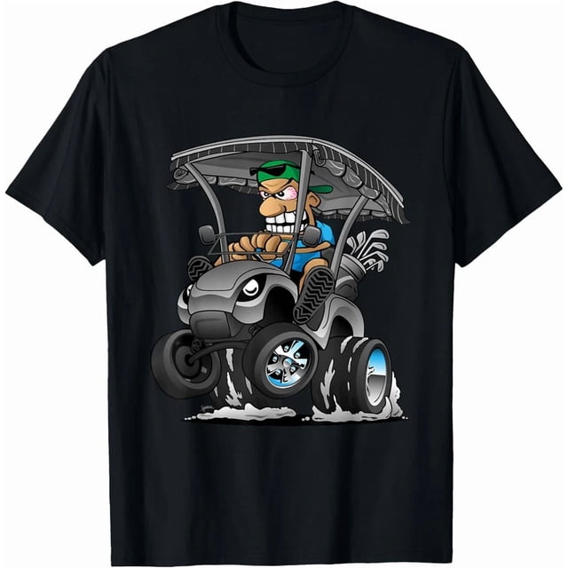 Funny Golf Cart Cartoon Golfing Sports Humor Design Tee,for unisex up to 3XL