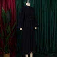 thumbnail image 4 of AURA Plus Size Women Winter Half High Collar Long Sleeve Waist Belt Swing Midi Dress Elegant Slim Fit Gown, 4 of 10